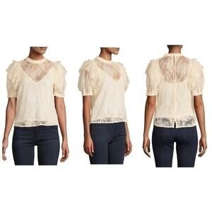 NWT Free People Lace Sheer Hem Blouse Size Medium